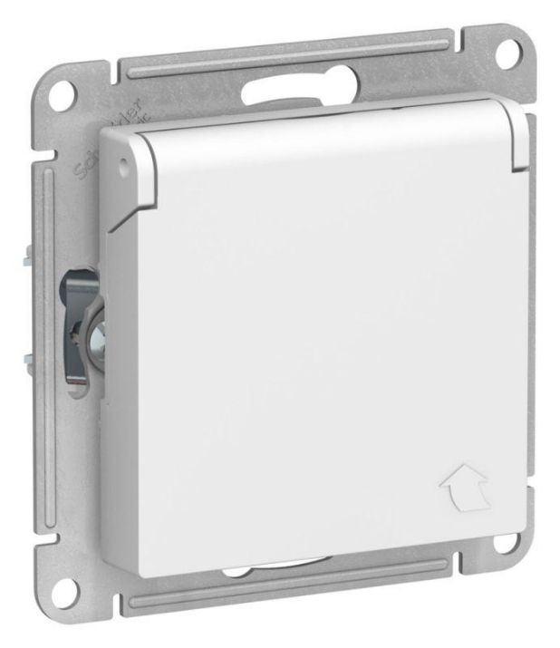 Изображение Розетка AtlasDesign 16А IP20 с заземл. защ. шторки с крышкой механизм лотос SE ATN001346