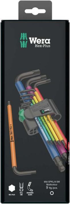 Изображение Набор Г-образных ключей 950/9 SPKL Hex-Plus Multicolour BlackLaser 1 9 предметов (1.5/2/2.5/3/4/5/6/8/10мм) Wera WE-073593