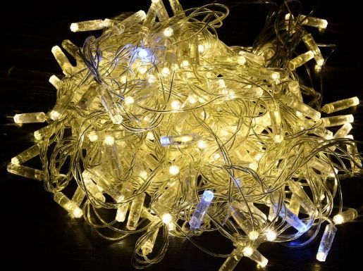 Изображение Гирлянда "Нить" 10м 100LED тепл. бел. IP44 провод прозр. 230В мерцание транзит IEK LGDU121-1-100-10-T-S-44