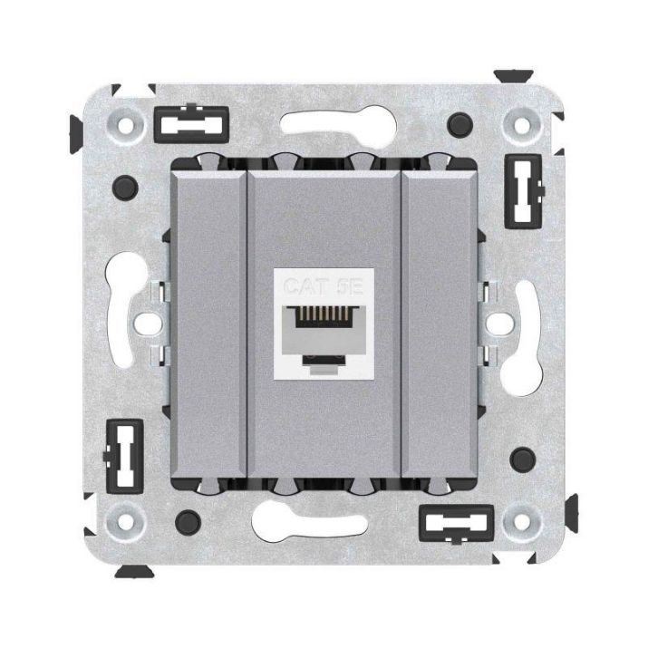 Изображение Розетка компьютерная 1-м СП Avanti "Закаленная сталь" RJ45 кат.5E без шторок механизм DKC 4404663