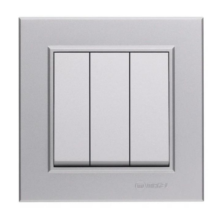 Изображение Выключатель 3-кл. СП Karea 10А IP20 сереб. Makel 56065091