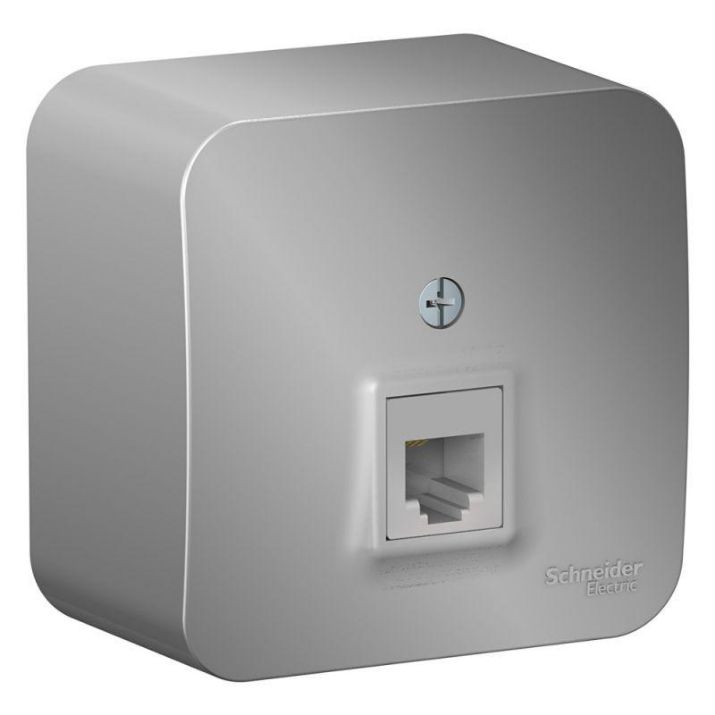 Изображение Розетка телефонная 1-м ОП Blanca RJ11 с изолир. пластиной алюм. SE BLNIA011003