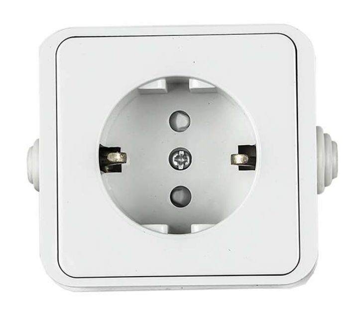 Изображение Розетка 1-м AQUA 3113 защ. шторки с заземл. п/герм. бел. ASD / IN HOME 4690612003450