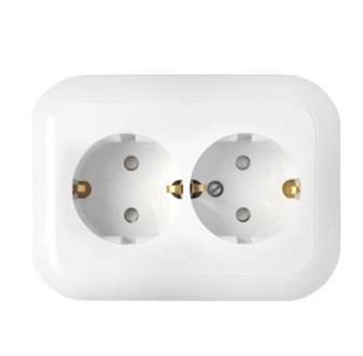 Изображение Розетка 2-м СП 16А IP20 с заземл. защ. шторки бел. Bylectrica РС16-357