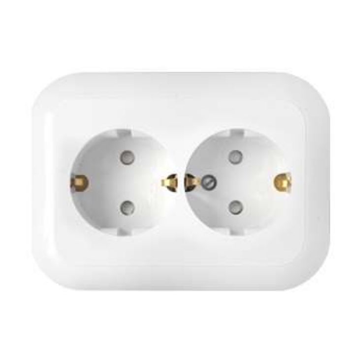 Изображение Розетка 2-м СП 16А IP20 с заземл. защ. шторки бел. Bylectrica РС16-357