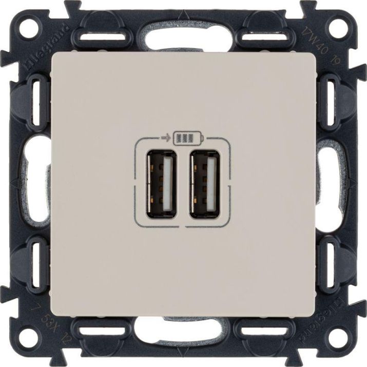 Изображение Розетка USB 2-м Valena Life 240В/5В 1500мА с лицев. панелью механизм сл. кость Leg 753512