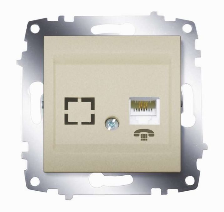 Изображение Розетка телефонная 2-м Cosmo RJ11 + гнездо механизм титаниум ABB 619-011400-221