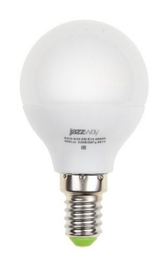 Изображение Лампа светодиодная PLED-ECO 5Вт G45 шар матовая 4000К нейтр. бел. E14 400лм 230В 50Гц JazzWay 1036926A