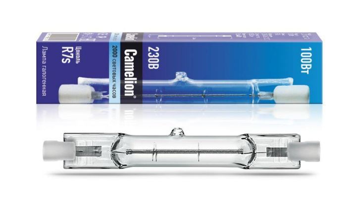 Изображение Лампа галогенная J78 100Вт линейная R7s 3000К 240В лин. 78мм Camelion 2932