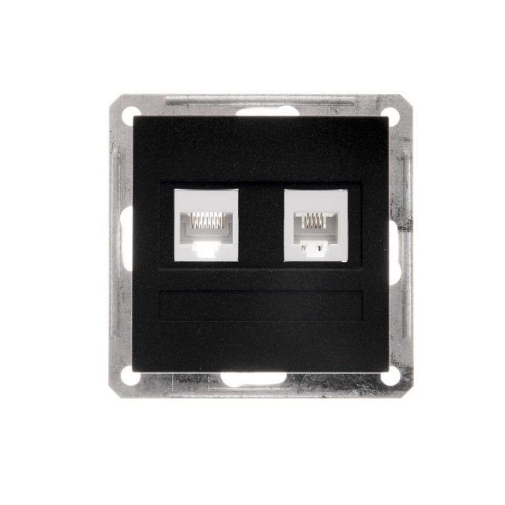 Изображение Розетка компьютерная + телефонная 2-м СП W59 RJ45 + RJ11 кат.5E 1А механизм черн. бархат SE RSI-251TK5E-6-86