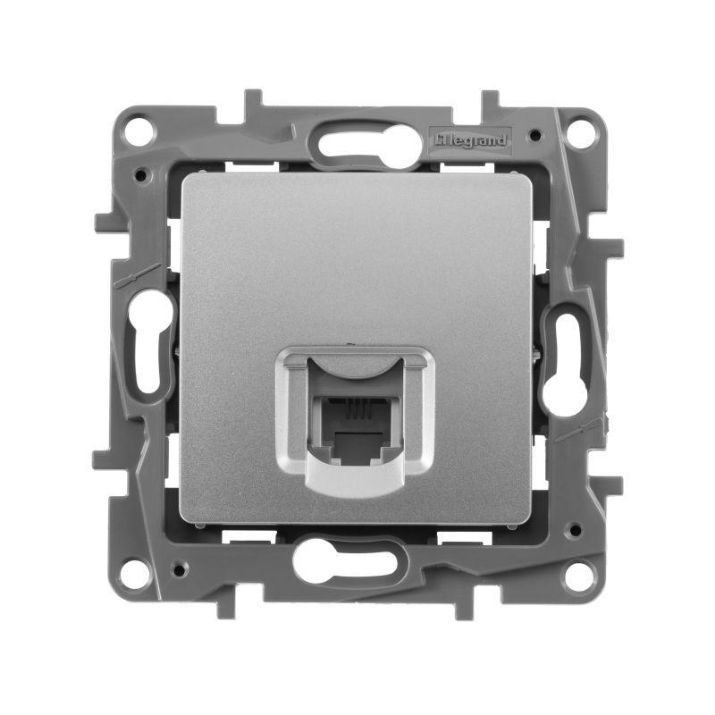 Изображение Розетка телефонная 1-м СП Etika RJ11 механизм алюм. Leg 672440