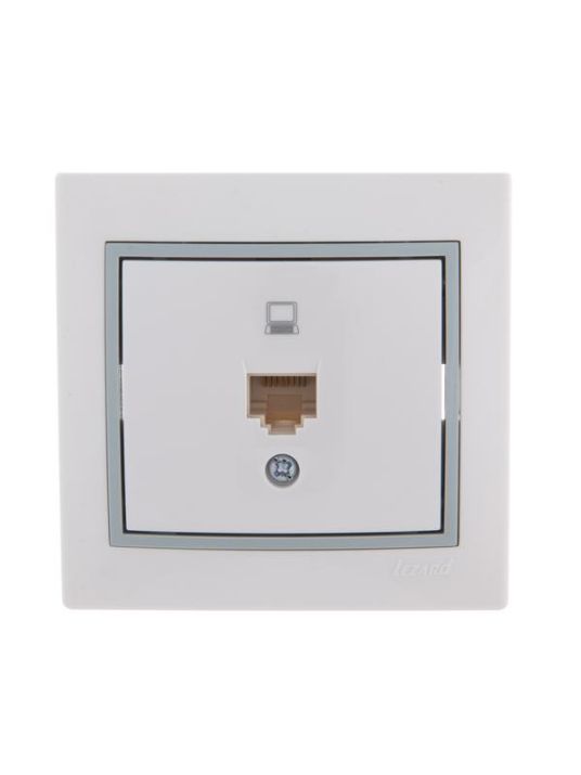 Изображение Розетка компьютерная 1-м СП Mira RJ45 бел./сер. LEZARD 701-0215-139
