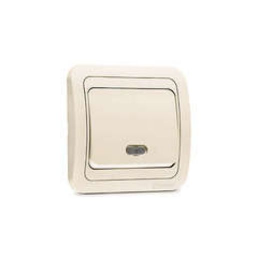 Изображение Выключатель 1-кл. СП Mimoza 10А IP20 с подсветкой крем./крем. Makel 25021