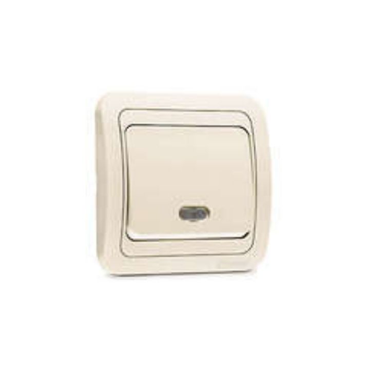 Изображение Выключатель 1-кл. СП Mimoza 10А IP20 с подсветкой крем./крем. Makel 25021