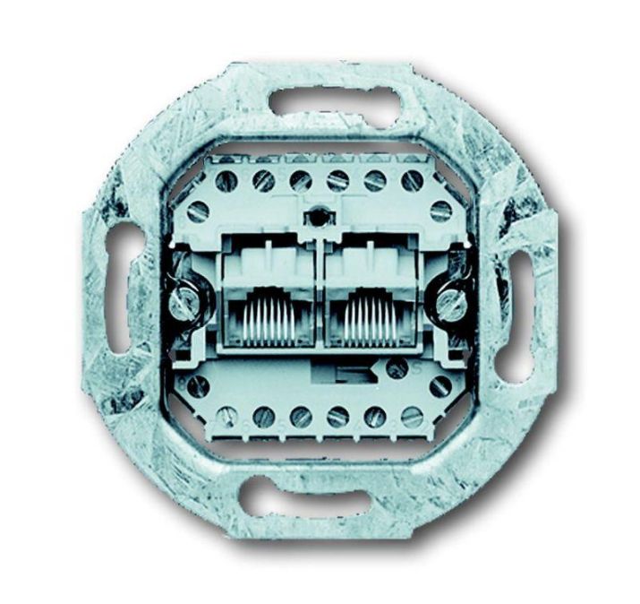 Изображение Розетка компьютерная + телефонная 2-м RJ11/12 + RJ45 ISDN кат.3 8/8п раздельно механизм ABB 2CKA000230A0243