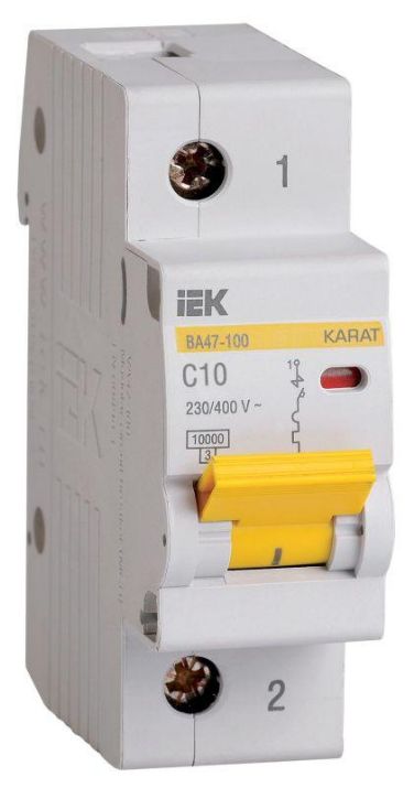 Изображение Выключатель автоматический модульный 1п C 10А 10кА ВА47-100 KARAT IEK MVA40-1-010-C